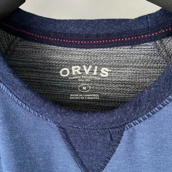 Orvis Men’s Long Sleeve Lounge Shirt M Heathered Blue Outdoor Base-layer Crew - Picture 3 of 8